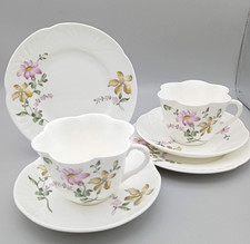 2 Crown Staffordshire Wild Flowers Cup, Saucer and Plate Trios up to 6 available