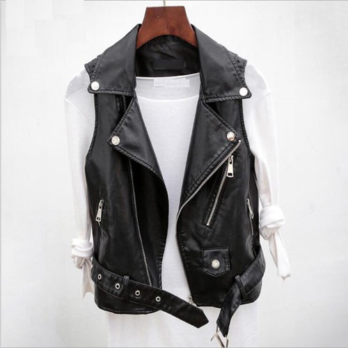 Men faux leather biker - men's, vest
