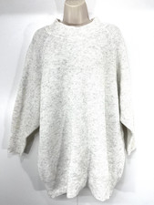 TOPSHOP Oatmeal Thin Chunky Knit WOOL Blend Women's Oversized Jumper UK 8 10 S