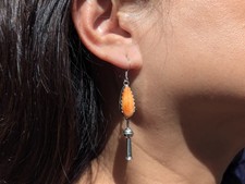 Native American Spiny Oyster Squash Blosson Dangle Earrings Handmade Jewelry