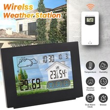 Indoor Outdoor Wireless Weather Station Digital Thermometer Alarm Clock for Home