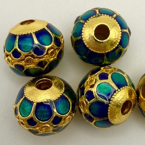 Enamel champlevé beads gold - enamel,