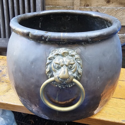 Antique copper cauldron log - antique,