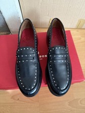 Grenson Selena   Black Studded Leather  Women’ Loafers Shoes Uk 5, Eu 38