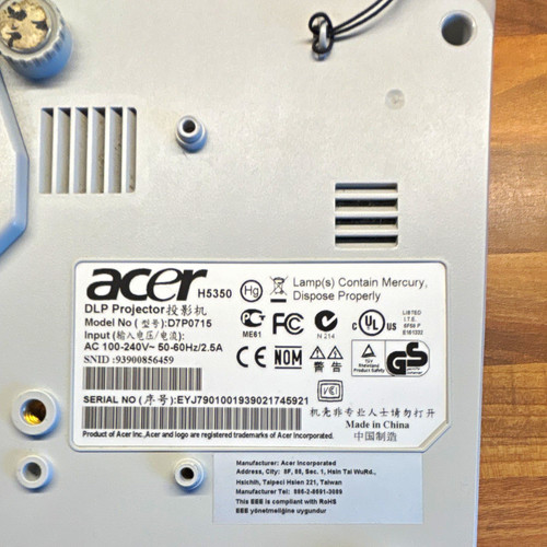 Acer h5350 d7p0715 projector - h5350,