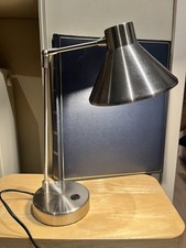 HABITAT Silver Brushed Metal BOBBY Adjustable Angle Desk/Table Lamp/Light 