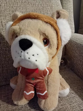 Miniso Pug Dog Gingerbread Man Outfit Christmas 10" High Sitting Soft Toy