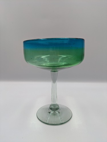 Vtg hand blown - blown, aqua