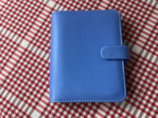 Vintage pale blue / lilac Saffiano Pocket Organiser filofax some inserts
