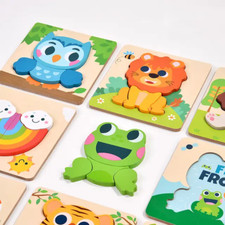 Wooden Puzzle Baby Kids Toddler Jigsaw Alphabet Letters Animal Learning Gift