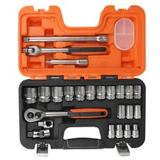 BAHCO S240 24 Piece 1/2" Metric Socket Set, Ratchet, Extension & Heavy Duty Case