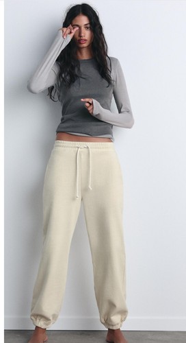 Lovely ecru plush zara joggers - ecru,