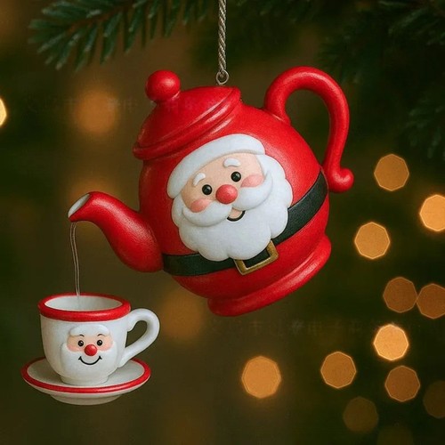 Christmas tree ornament - tree, teapot