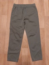 Mens Green Zara Chino Style Trousers With Elasticated Waist. Size L. 100% Cotton