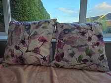 2 NEXT Multi Pinks Purples Blues Green Beige Floral Velour Cushions 40 X 40cm