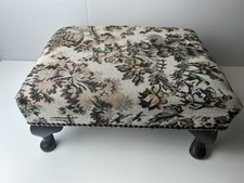 Vintage Tapestry Footstool With Horse and Carriage Design Country Cottage Prop