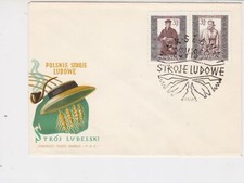 Poland 1960 Polish Folk Costumes +  Slogan Cancel FDC Stamps Cover ref 22976