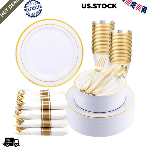 New 350pc gold dinnerware set - dinnerware,
