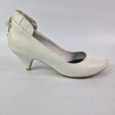 Bronx White Leather Mid Heel Shoes UK 4