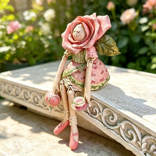 Pink rose fairy shelf sitter - shelf,