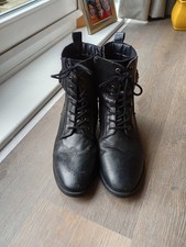 Deichmann Real Leather black biker-style Boots.  Size UK 6.5, EU40.