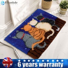 DIY Crochet Rug Making with Printed Cats Patterns Canvas Yarn Carpet Embroidery
