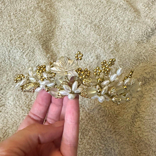 Gold tone floral bridal - gold,