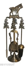 Horse Brass Fireplace Companion Set Fireplace Accessories Fire Side Tools Poker