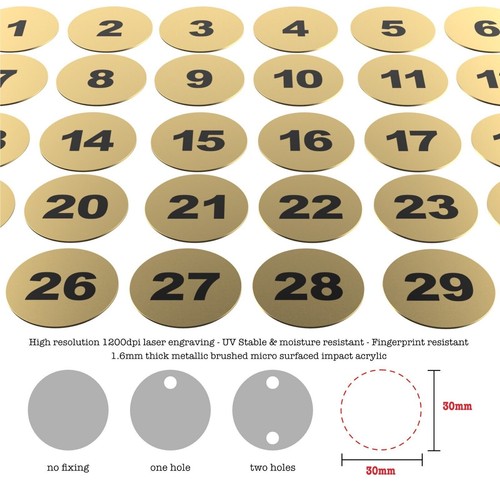 100 laser engraved number - 1-100,