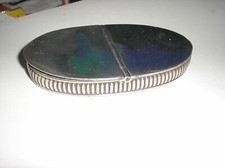 a rare vintage oval pewter snuff box with 2 compartments made in sheffield