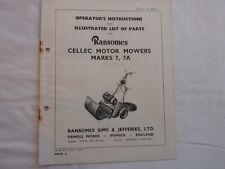 Ransomes vintage lawnmower  Cellec Mk. 7 and 7a Original instructions and parts