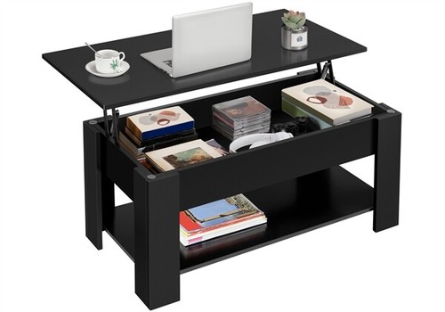 Black wooden coffee table - black,
