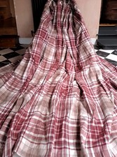 PAIR Dunelm Woven Check Tartan Thermal Lined Curtains 90" X 90" 228cm X 228cm 