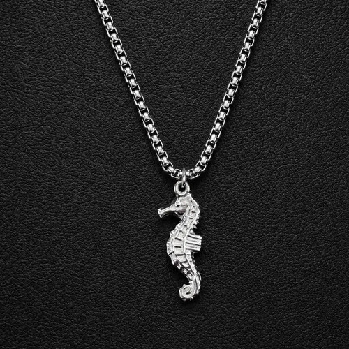 Silver seahorse necklace - seahorse,