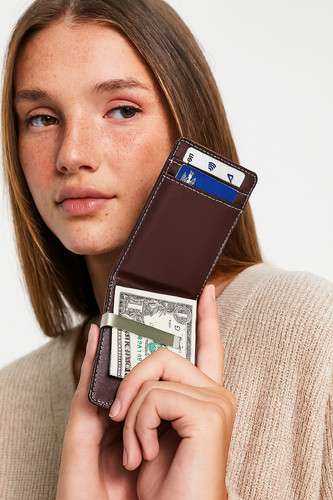 Brown men mini wallet - brown, steel