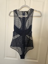 La Perla Lace Mesh Transparent Bodysuit Size Medium UK 10 Navy New Without Tags