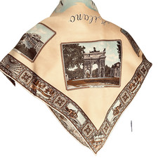 VINTAGE SILK SCARF ;MILAN; SQUARE LARGE; FIFTIES;TRAVEL;GLAMOROUS;GIFT