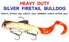 LARGE SILVER 105g BULL DOG PIKE LURE COARSE SEA FISHING SOFT BAIT JIG HEAD SHAD