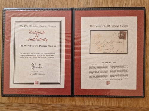Penny red envelope with coa - 1d,