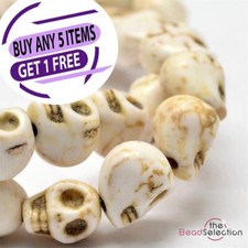 38 Skull Beads 10mm Howlite