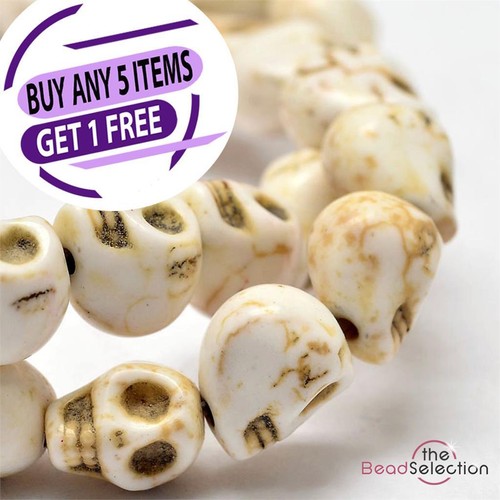 Skull beads 10mm howlite - beads,