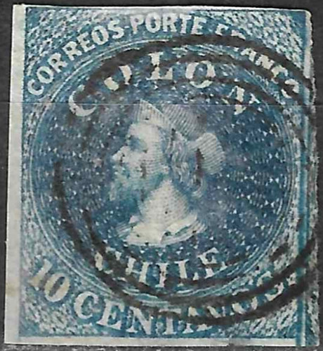 Chile stamp 1854 10c lt - stamp,