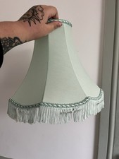 Vintage Duck Egg Blue Lampshade With Fringe And Braid Trim Tassel