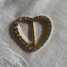 Heart Shaped Gold & Diamante Scarf Clip/buckle/sarong Buckle. Bnwot