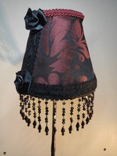 Handmade Vintage Lampshade small Boudoir Claret Black Rose Lamp Burgundy  Shade