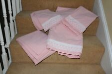 Pair  Double Vintage Pink Cotton Sheets & 2 P/cases Broderie Anglais Trim 7757