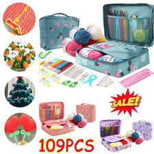 109Pcs Ergonomic Crochet Hook Set 5 Rolls Yarn Knitting Needles Kit for Starters