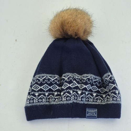 Joules bobble hat navy womens - joules,