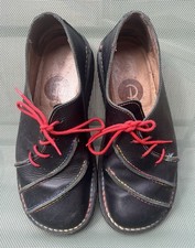 Vtg Red or Dead Jade Black Flat Leather Lace-up Shoes Size UK6 (eur 39)