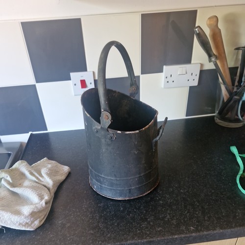 Metal coal scuttle - coal, scuttle,
